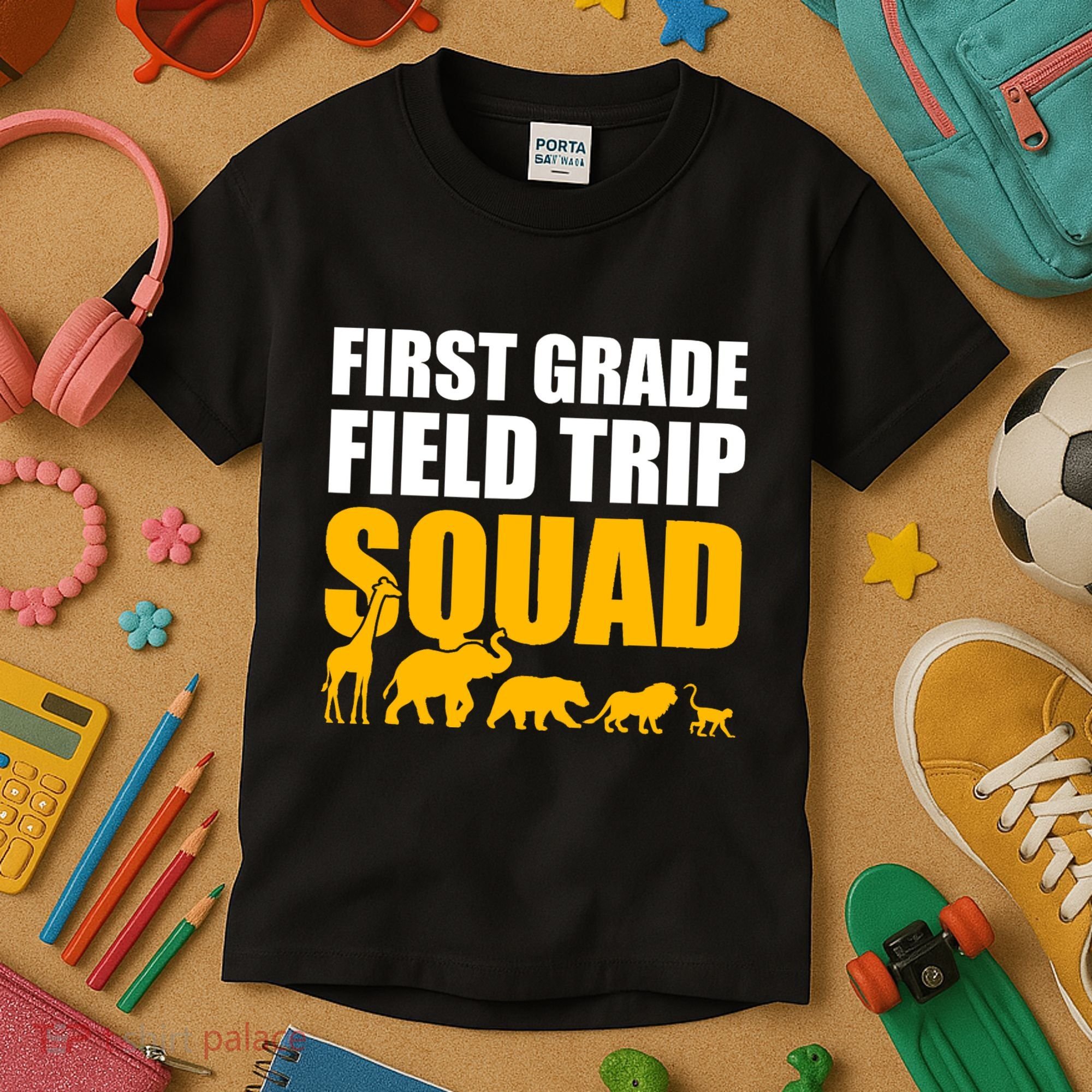 First Grade Field Trip Squad 1st Grade Zoo Crew Safari Kids T-Shirt