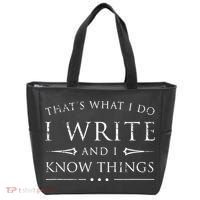 Funny Gift For Writers I Write And I Know Things Funny Sarcastic Writer Gift Tote Bag thumb 0