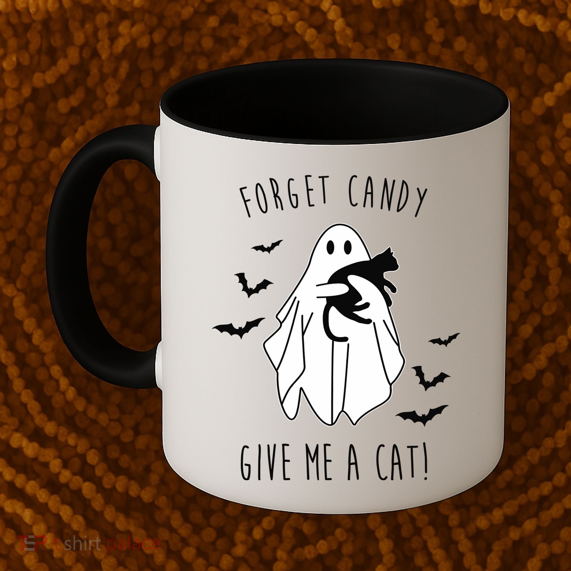 Funny Ghost Forget Candy Give Me A Cat Halloween Coffee Mug