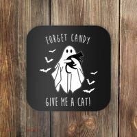 Funny Ghost Forget Candy Give Me A Cat Halloween Coaster thumb 0