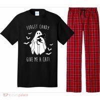Funny Ghost Forget Candy Give Me A Cat Halloween Pajama Set thumb 0