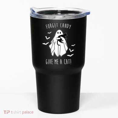 Funny Ghost Forget Candy Give Me A Cat Halloween Tumbler