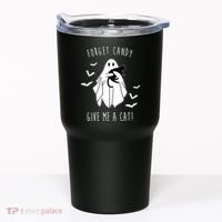 Funny Ghost Forget Candy Give Me A Cat Halloween Tumbler thumb 0