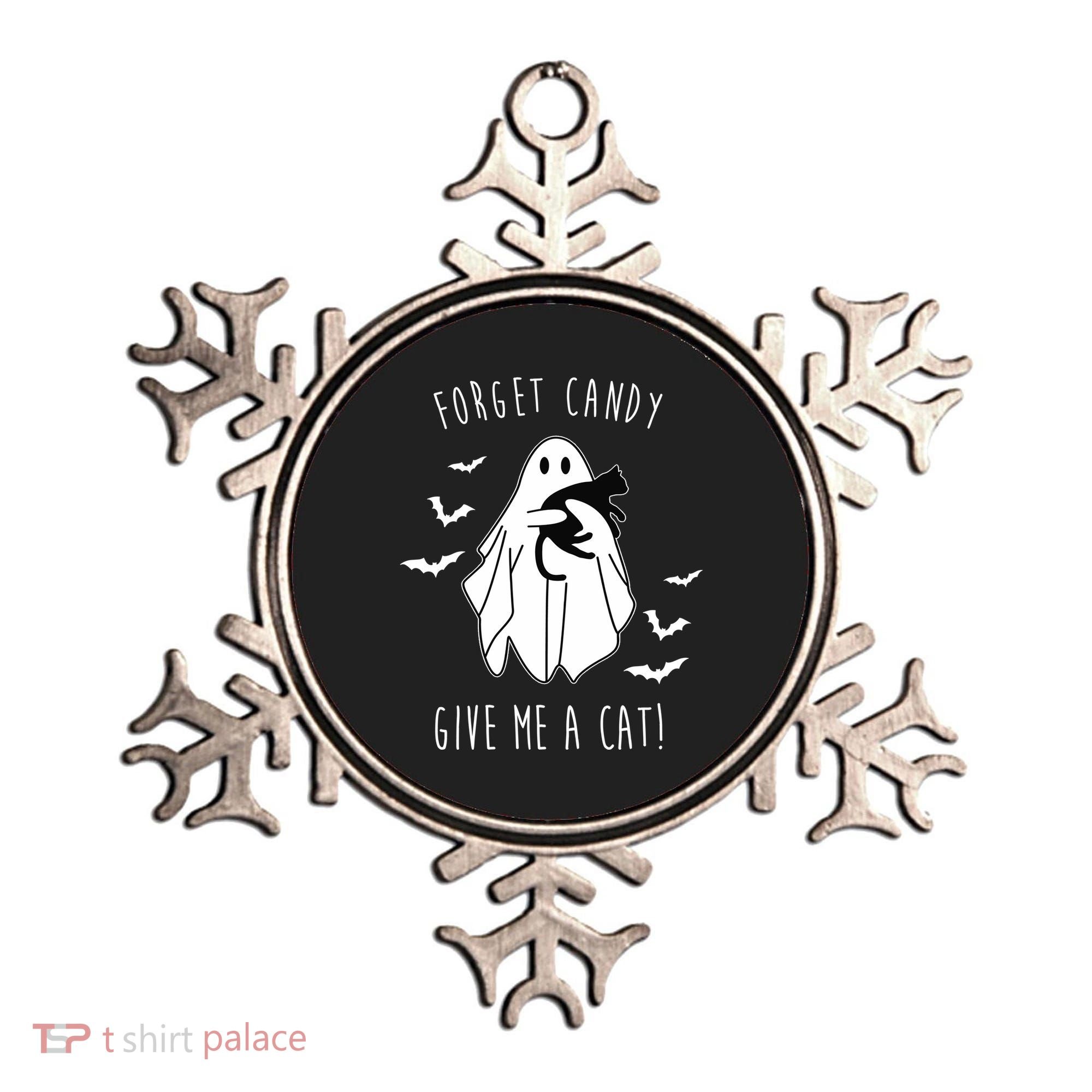 Funny Ghost Forget Candy Give Me A Cat Halloween Ornament