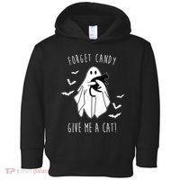 Funny Ghost Forget Candy Give Me A Cat Halloween Toddler Hoodie thumb 0