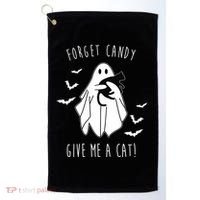 Funny Ghost Forget Candy Give Me A Cat Halloween Golf Towel thumb 0