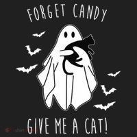 Funny Ghost Forget Candy Give Me A Cat Halloween Golf Towel thumb 3