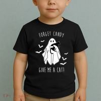 Funny Ghost Forget Candy Give Me A Cat Halloween Toddler T-Shirt thumb 2
