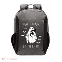 Funny Ghost Forget Candy Give Me A Cat Halloween Vector Backpack thumb 0