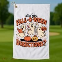 Funny Gift For Halloween Teachers Are You Fall O Ween Directions Golf Towel thumb 1