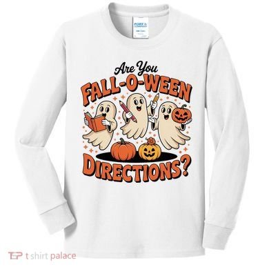 Funny Gift For Halloween Teachers Are You Fall O Ween Directions Kids Long Sleeve Shirt