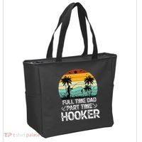 Fishing Gifts Full Time Dad Part Time Hooker Funny Tote Bag thumb 2