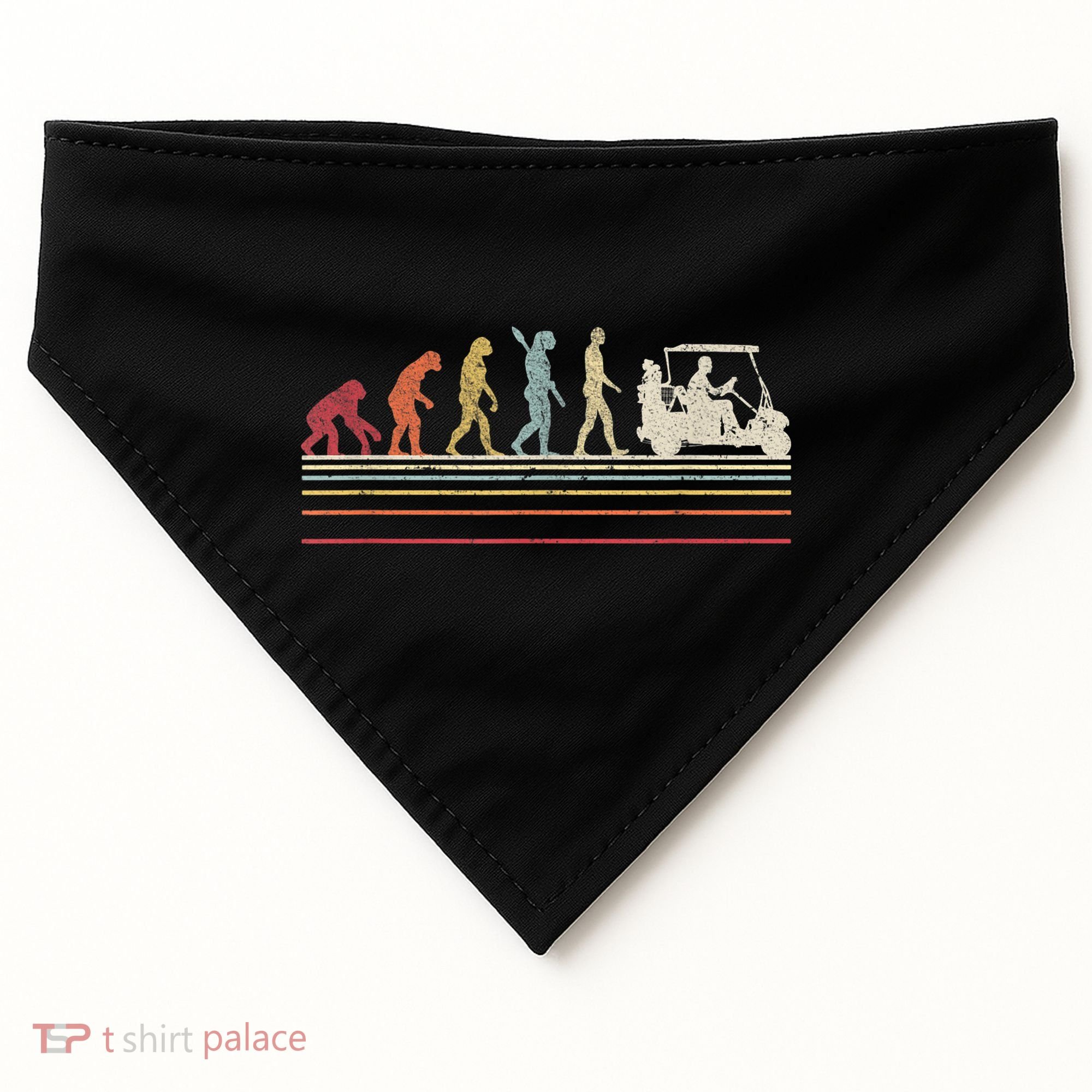 Funny Golf Gift Retro Style Evolution Of Man USA-Made Doggie Bandana