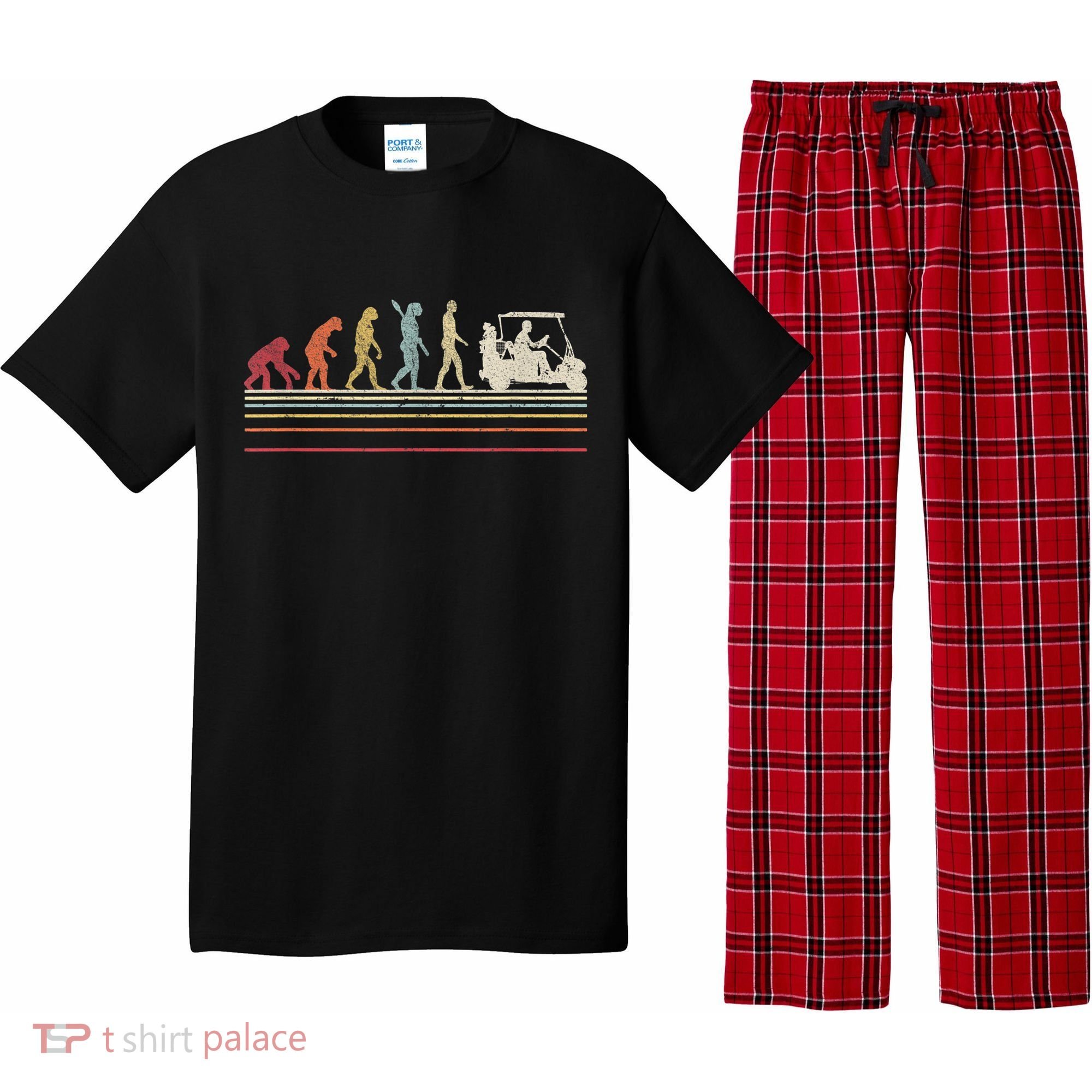 Funny Golf Gift Retro Style Evolution Of Man Pajama Set
