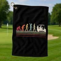 Funny Golf Gift Retro Style Evolution Of Man Golf Towel thumb 1