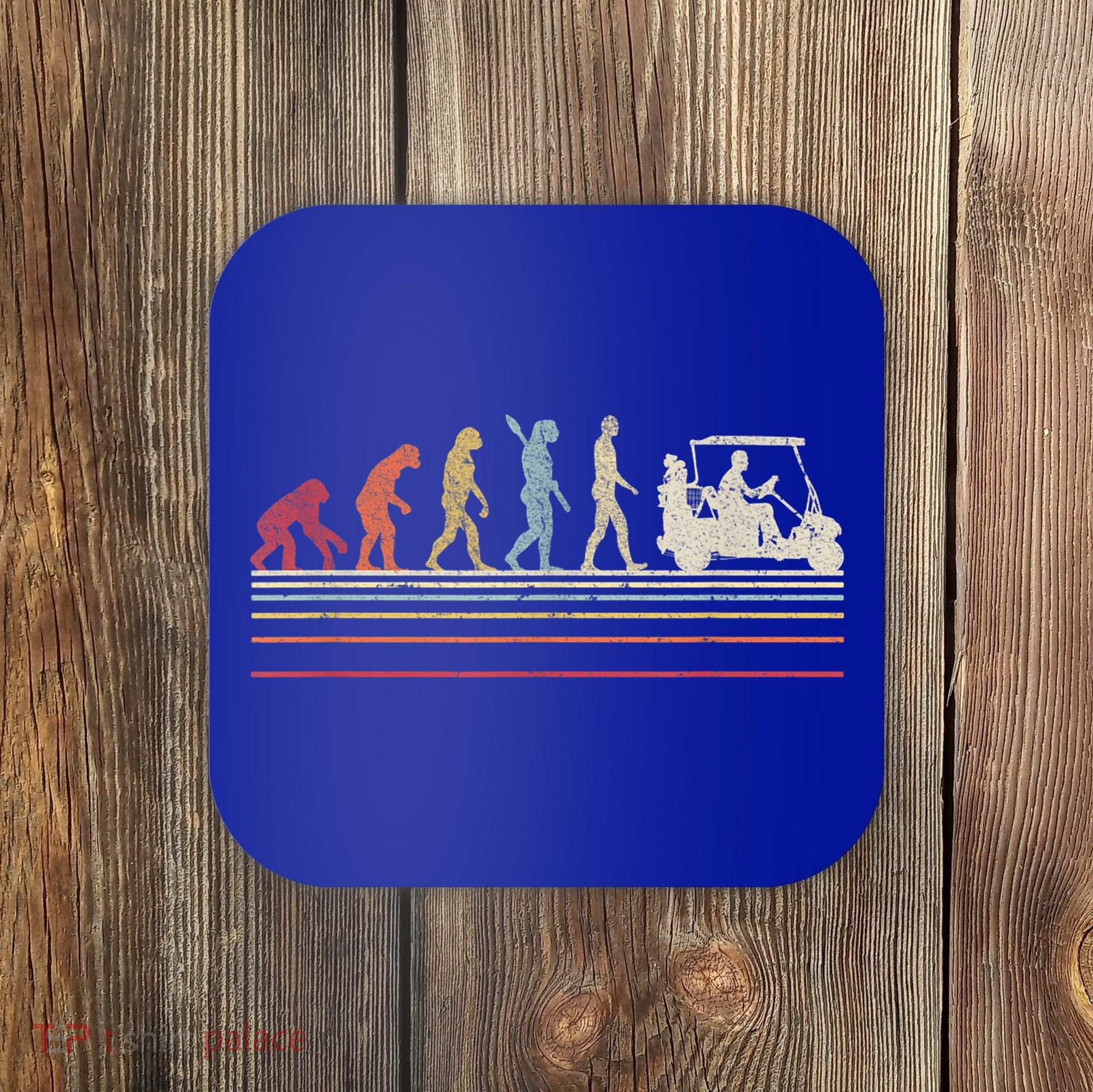 Funny Golf Gift Retro Style Evolution Of Man Coaster