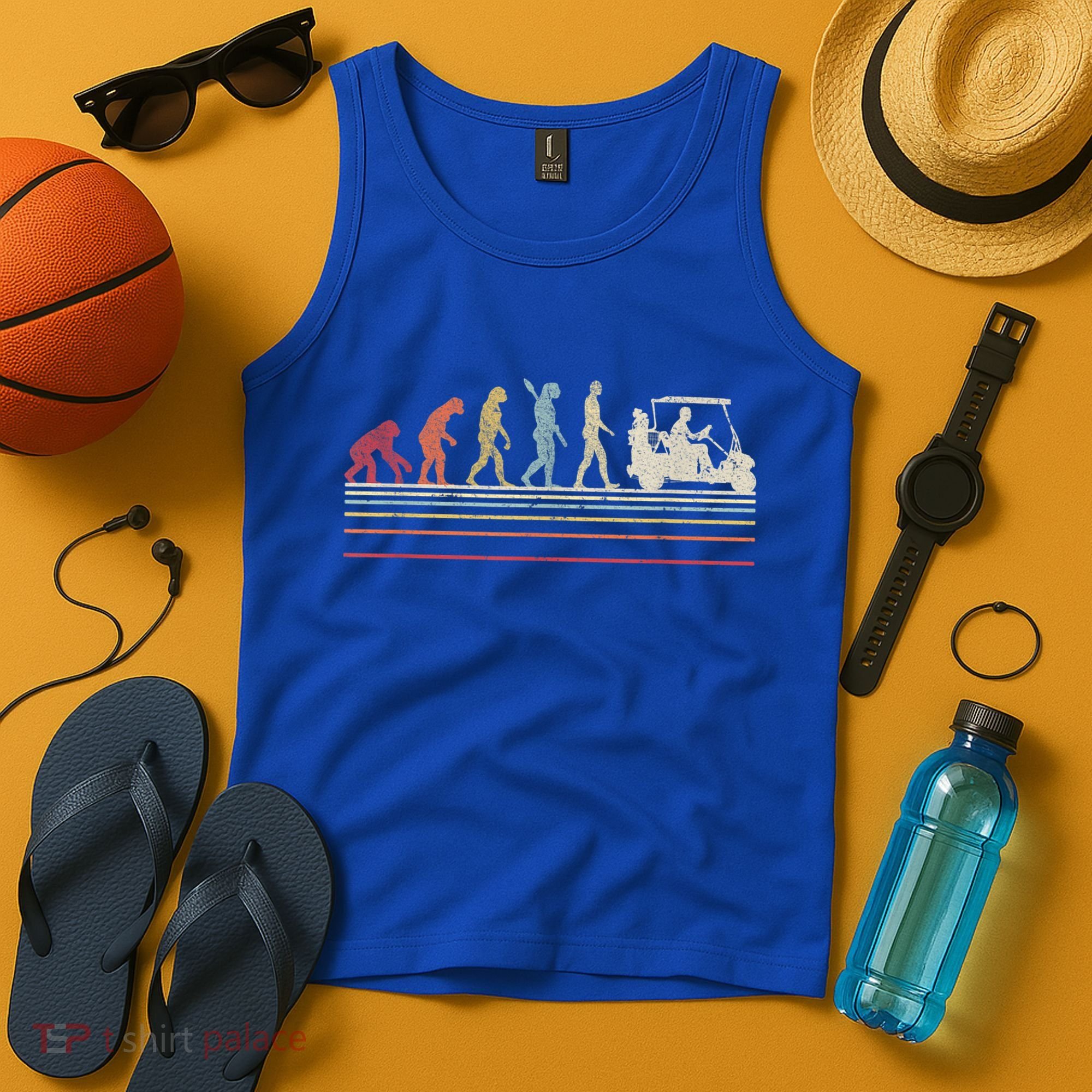 Funny Golf Gift Retro Style Evolution Of Man Tank Top