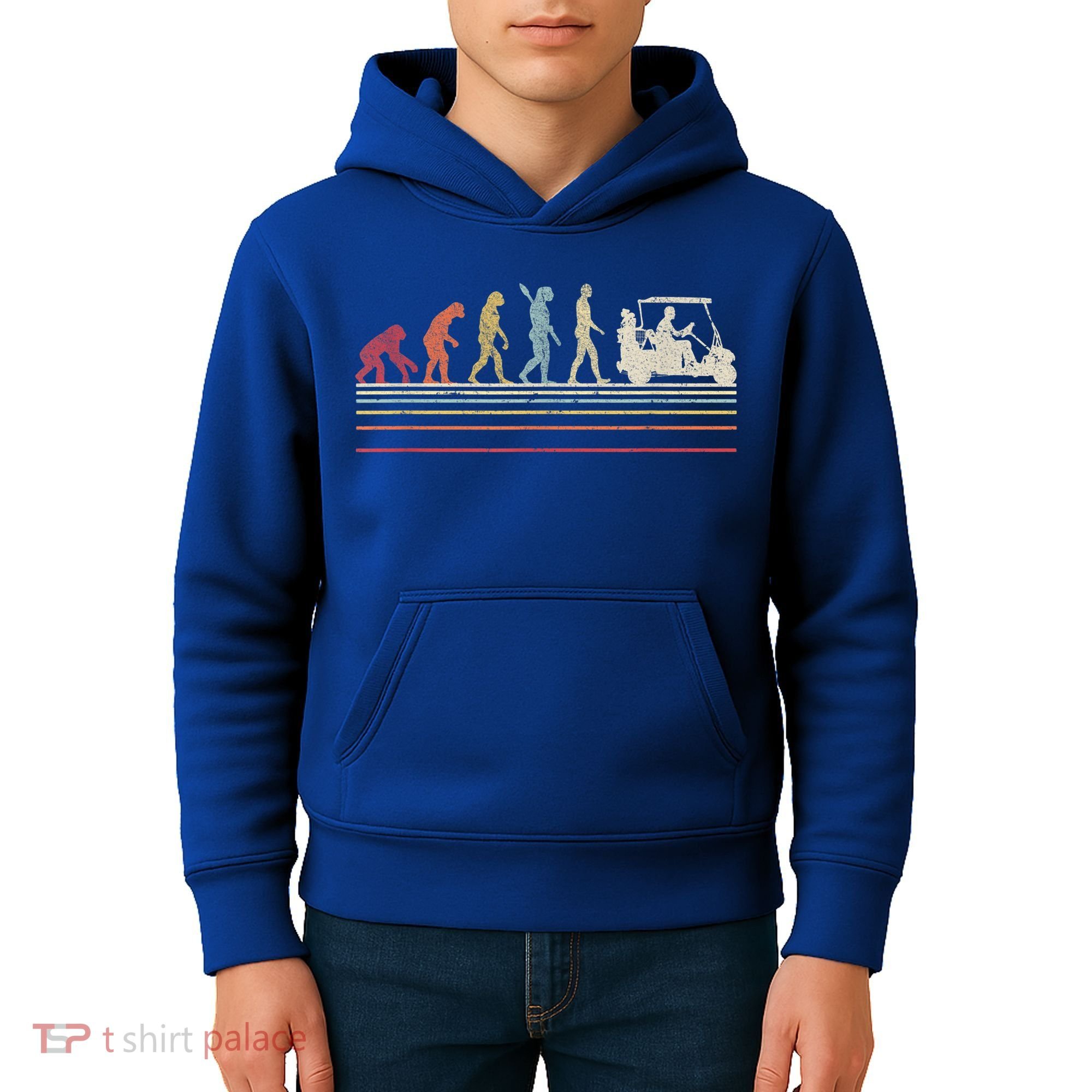 Funny Golf Gift Retro Style Evolution Of Man Kids Hoodie