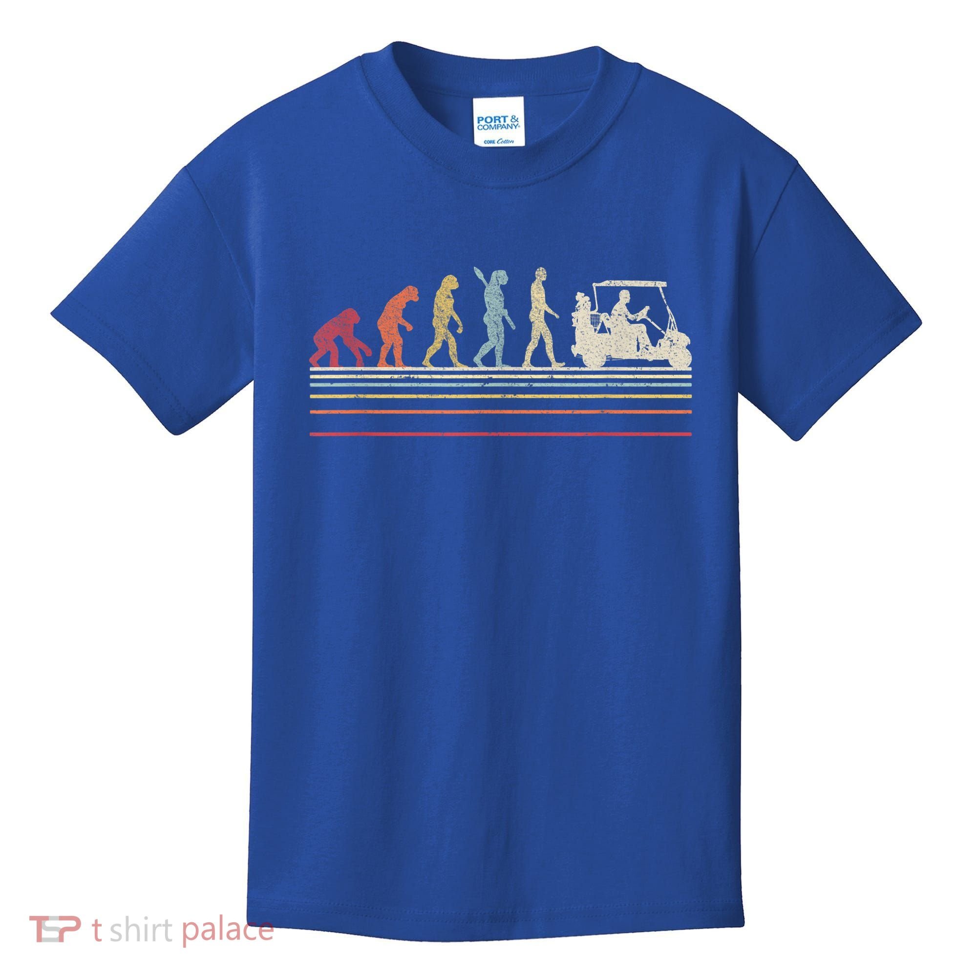 Funny Golf Gift Retro Style Evolution Of Man Kids T-Shirt