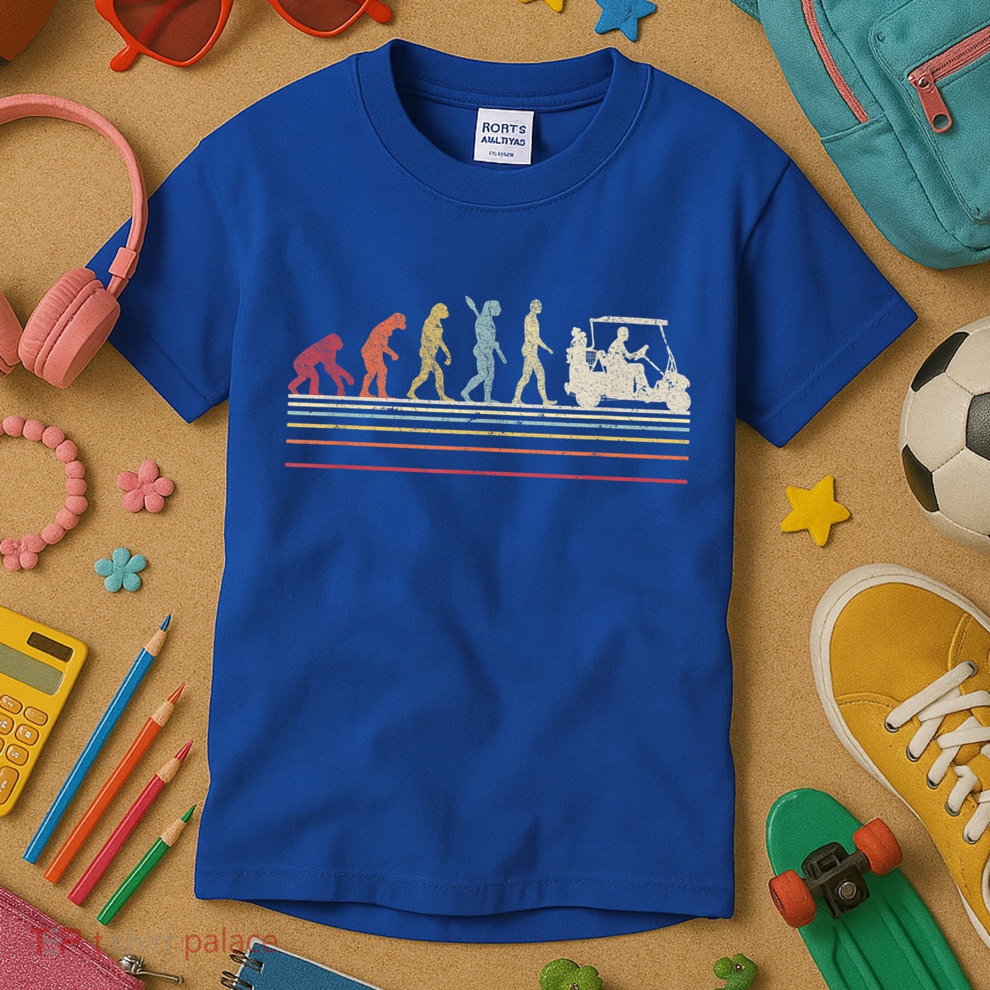 Funny Golf Gift Retro Style Evolution Of Man Kids T-Shirt