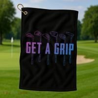 Funny Golfer Golfing Golf Get A Grip Golf Gift Golf Towel thumb 1