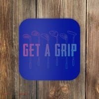 Funny Golfer Golfing Golf Get A Grip Golf Gift Coaster thumb 0