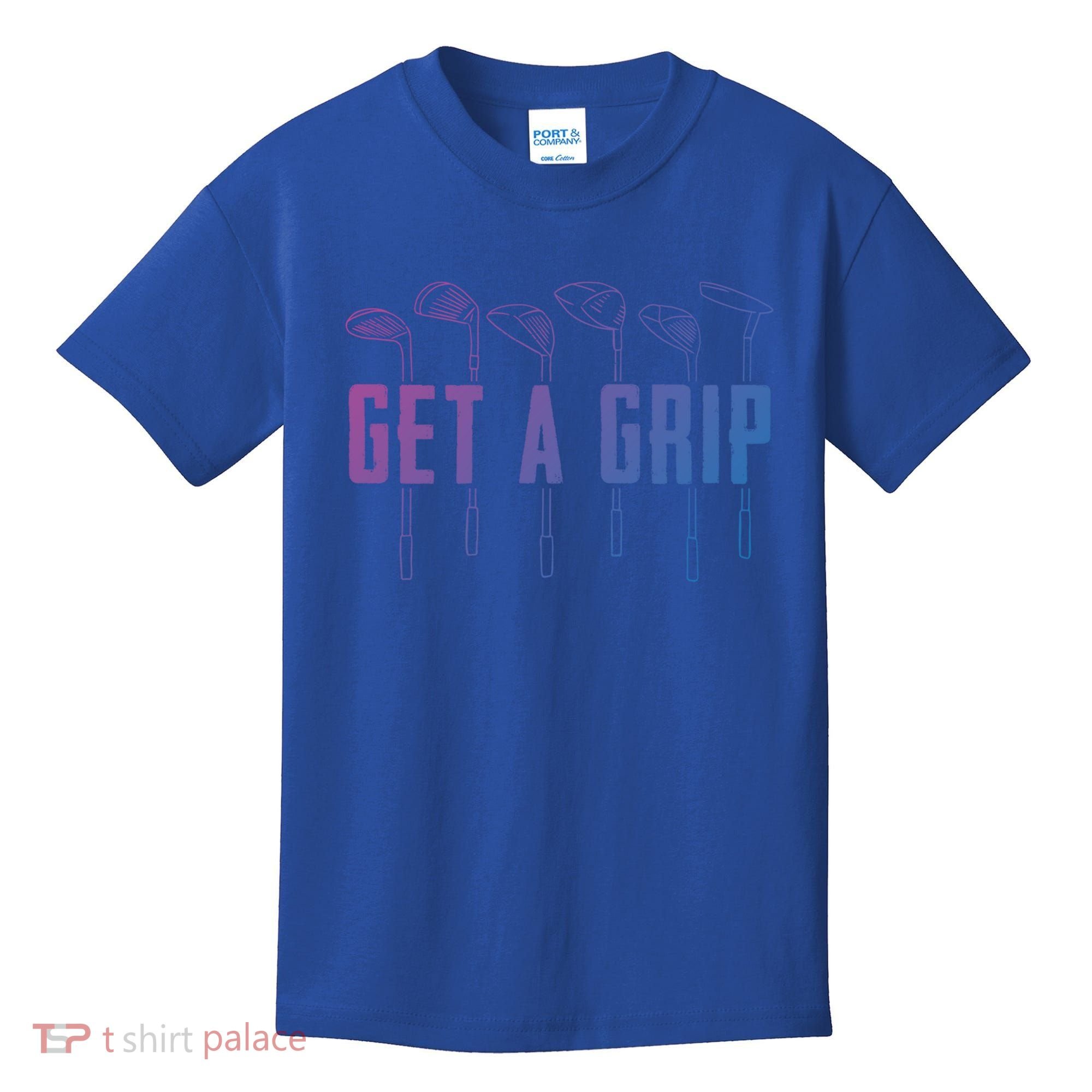 Funny Golfer Golfing Golf Get A Grip Golf Gift Kids T-Shirt