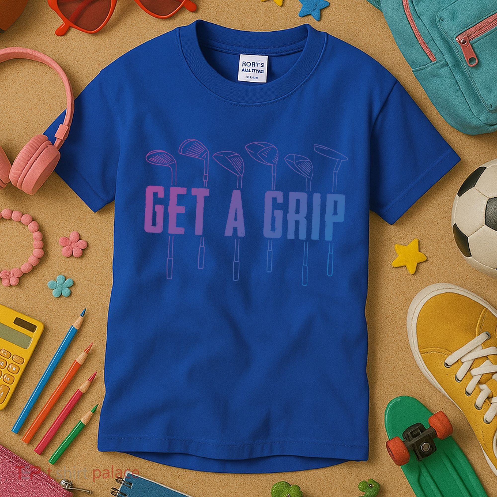 Funny Golfer Golfing Golf Get A Grip Golf Gift Kids T-Shirt