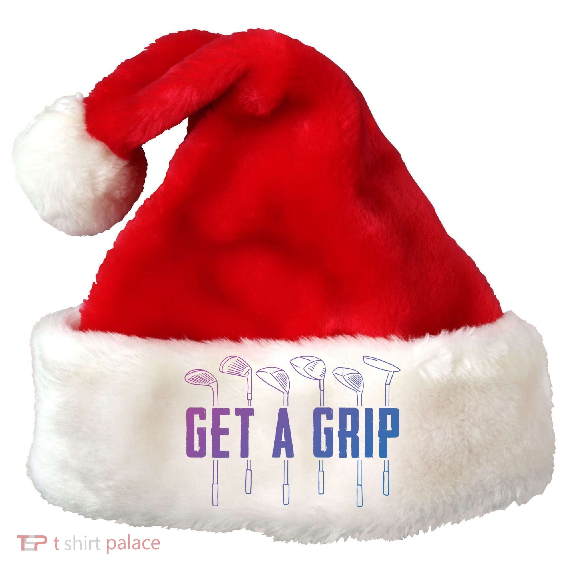 Funny Golfer Golfing Golf Get A Grip Golf Gift Santa Hat