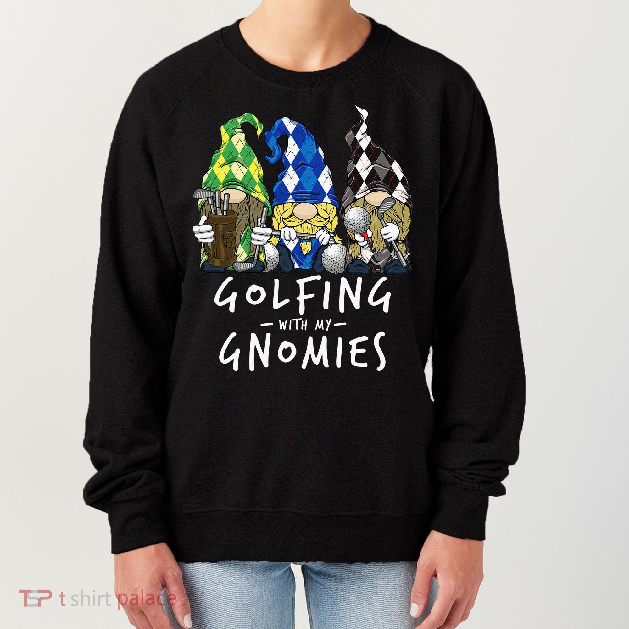 funny Golf Gnomes Golfing with My Gnomies for Golfer Women's Sweatshirt