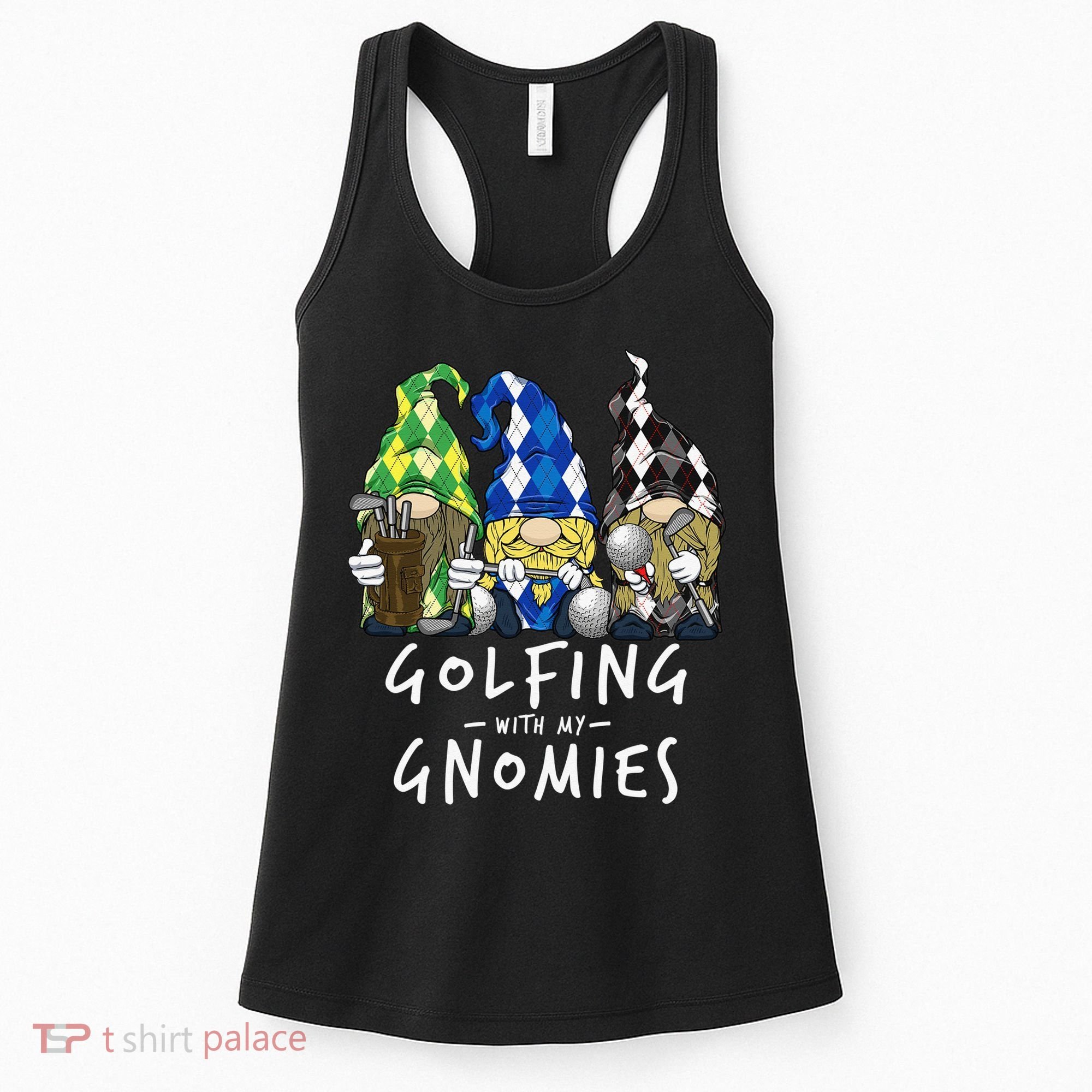 funny Golf Gnomes Golfing with My Gnomies for Golfer Women's Tank Top