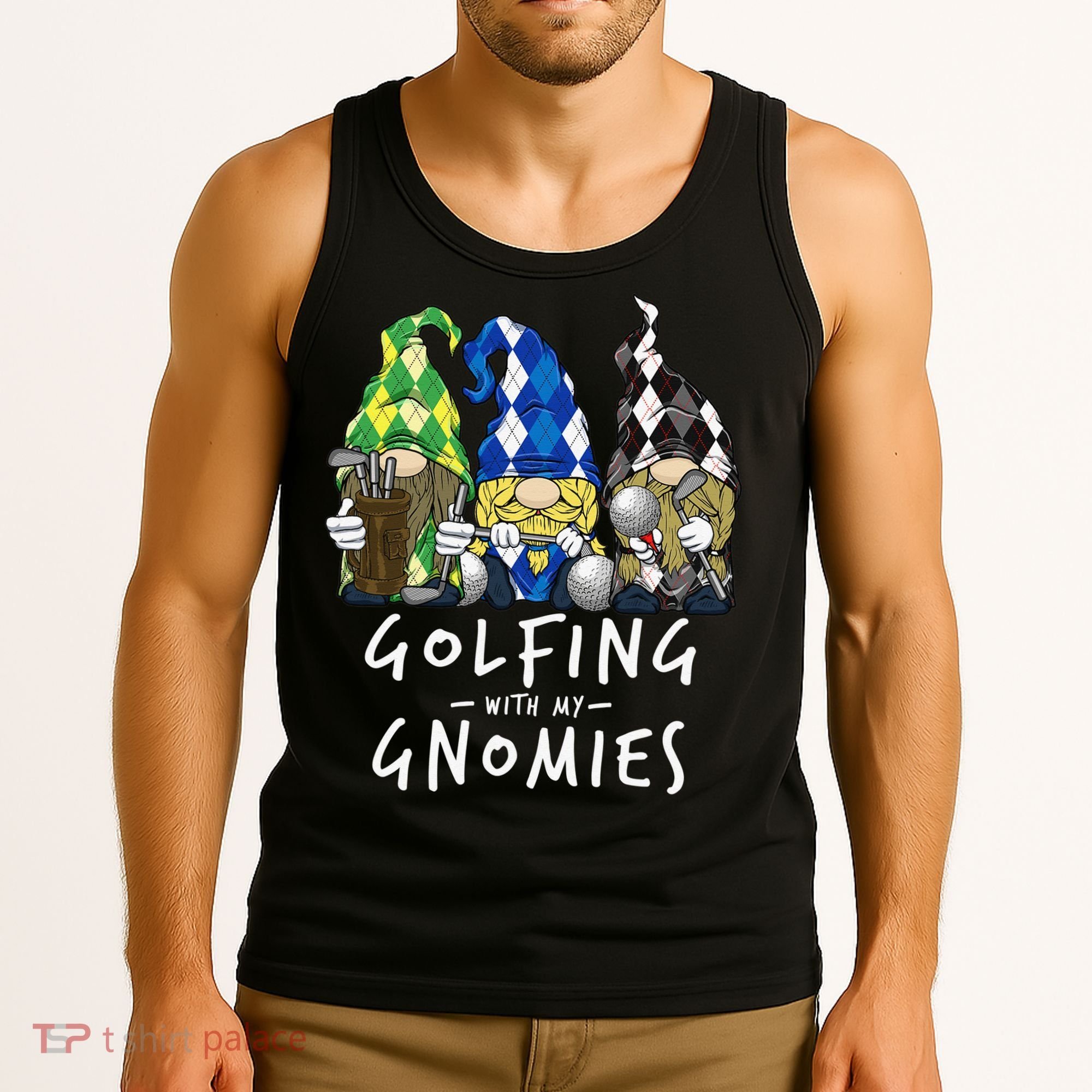 funny Golf Gnomes Golfing with My Gnomies for Golfer Tank Top