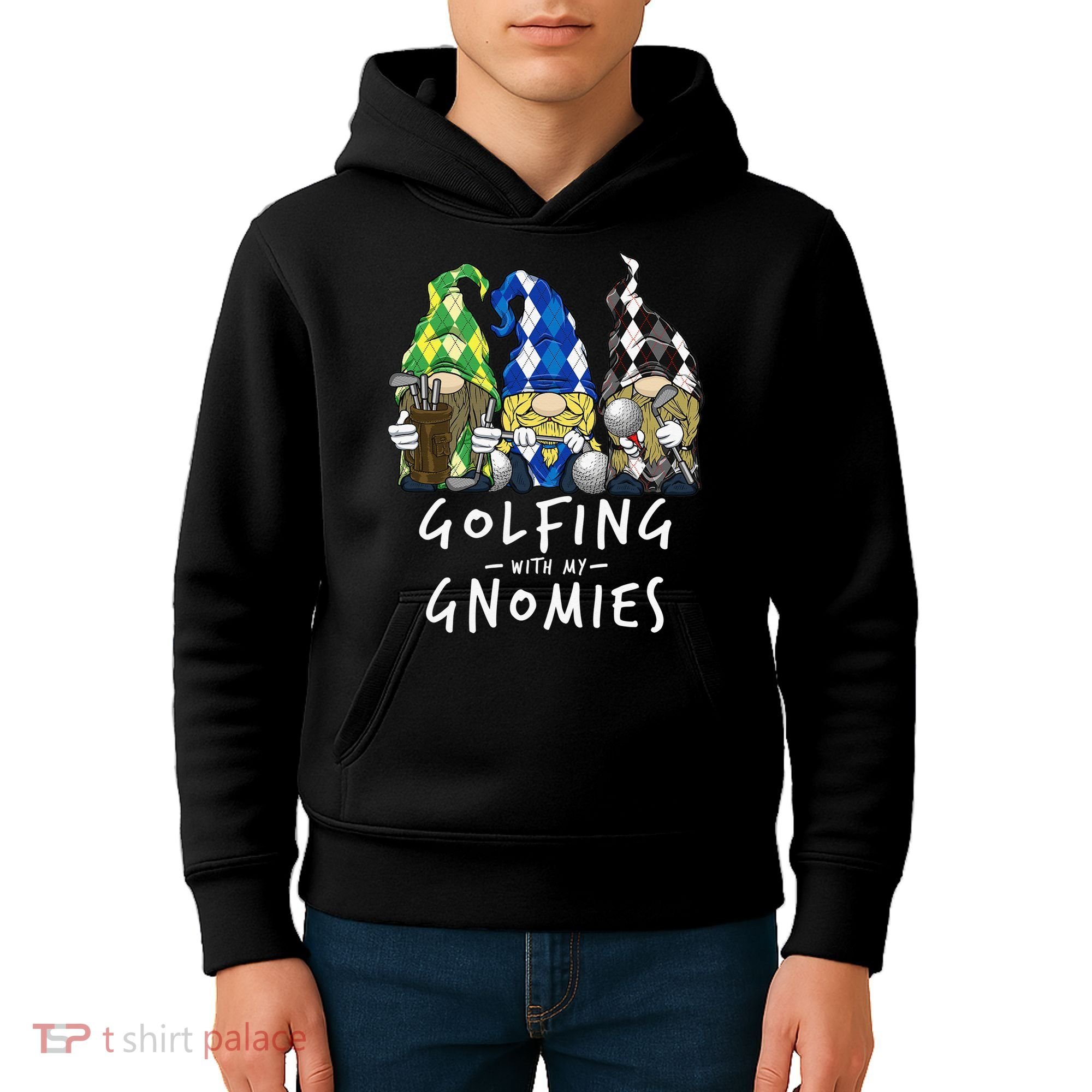 funny Golf Gnomes Golfing with My Gnomies for Golfer Kids Hoodie