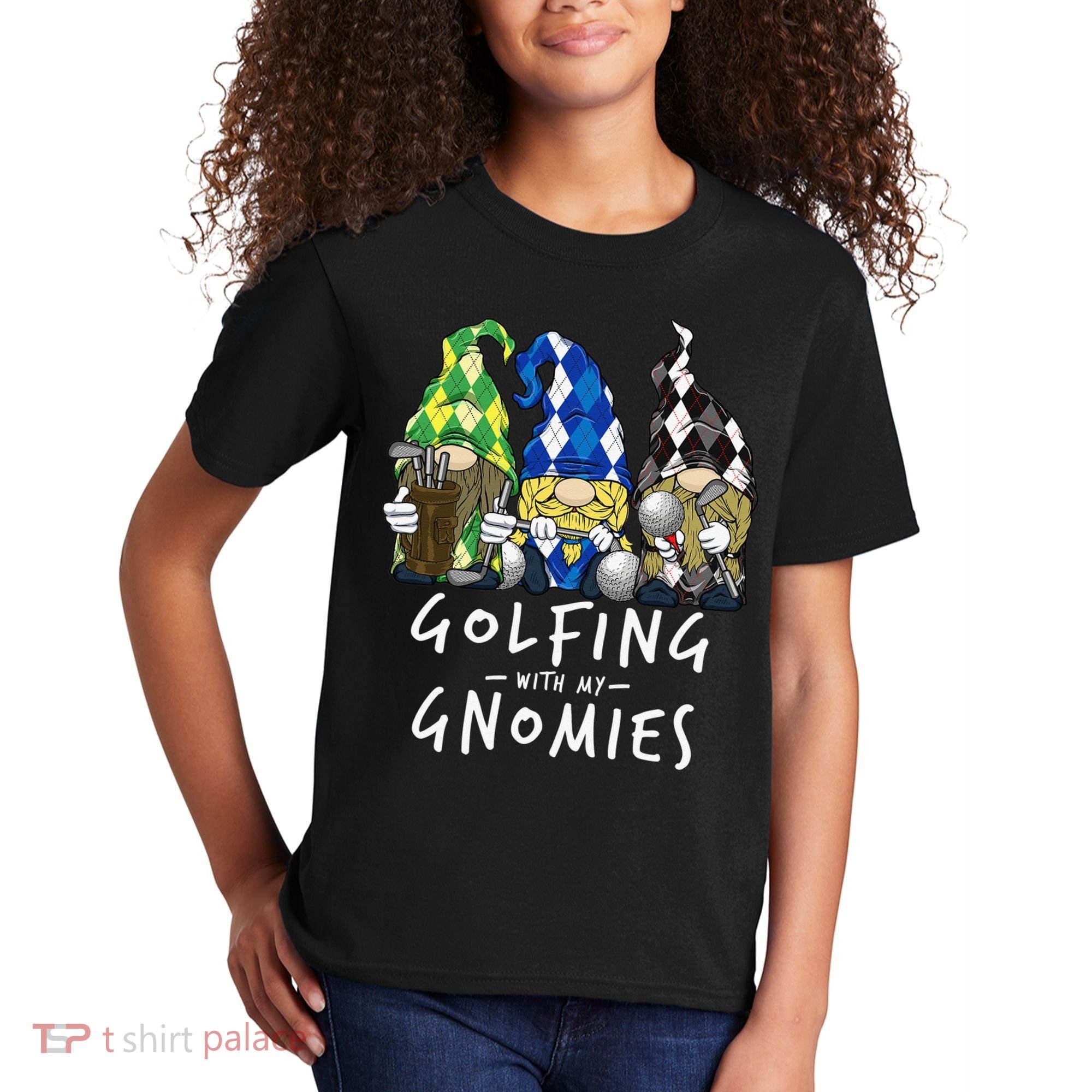 funny Golf Gnomes Golfing with My Gnomies for Golfer Kids T-Shirt