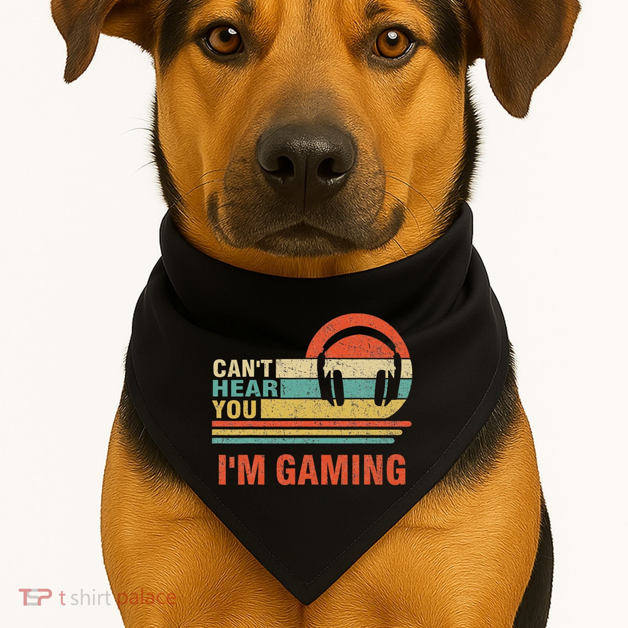Funny Gamer Gift Headset Can't Hear You I'm Gaming USA-Made Doggie Bandana