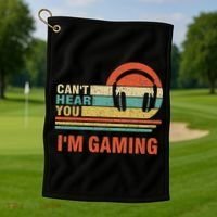 Funny Gamer Gift Headset Can't Hear You I'm Gaming Golf Towel thumb 1