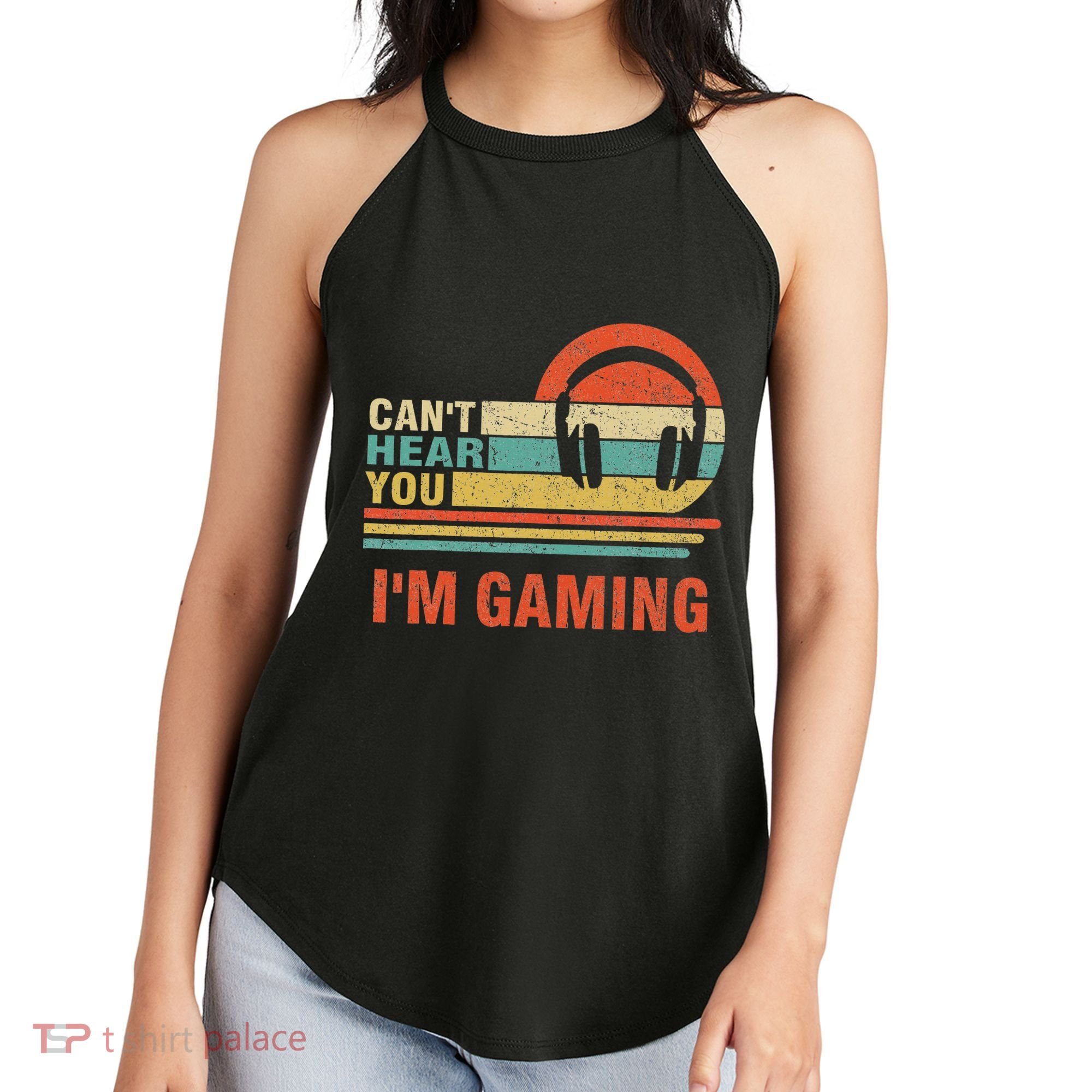 Funny Gamer Gift Headset Can't Hear You I'm Gaming Women's Perfect Tri Rocker Tank