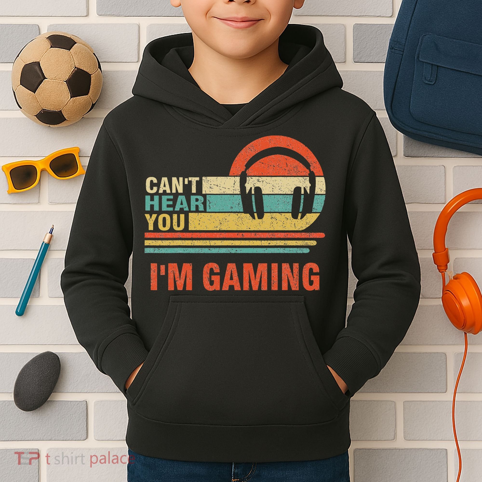 Funny Gamer Gift Headset Can't Hear You I'm Gaming Kids Hoodie