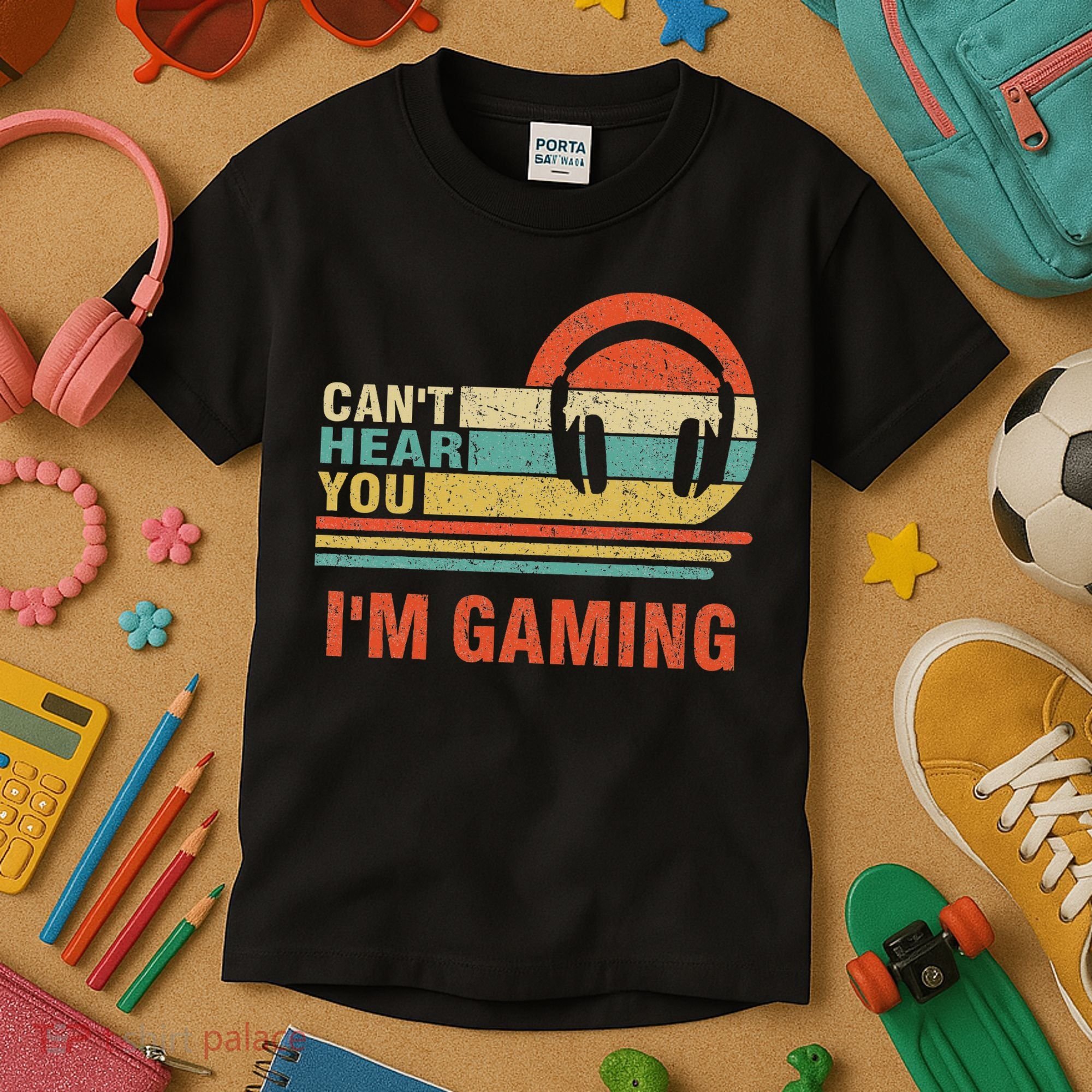 Funny Gamer Gift Headset Can't Hear You I'm Gaming Kids T-Shirt