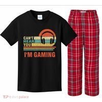 Funny Gamer Gift Headset Can't Hear You I'm Gaming Kids Plaid Pajama Set thumb 0