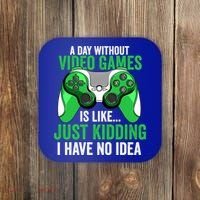 Funny Gaming Gamer A Day Without Video Games Christmas Funny Gift Coaster thumb 0