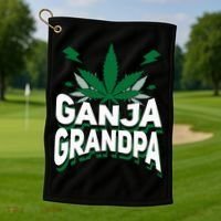 Funny Ganja Grandpa Weed Marijuana Golf Towel thumb 1
