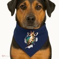 Funny Giraffe, Giraffe Lover USA-Made Doggie Bandana thumb 1