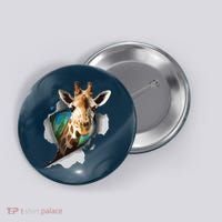 Funny Giraffe, Giraffe Lover Button thumb 0