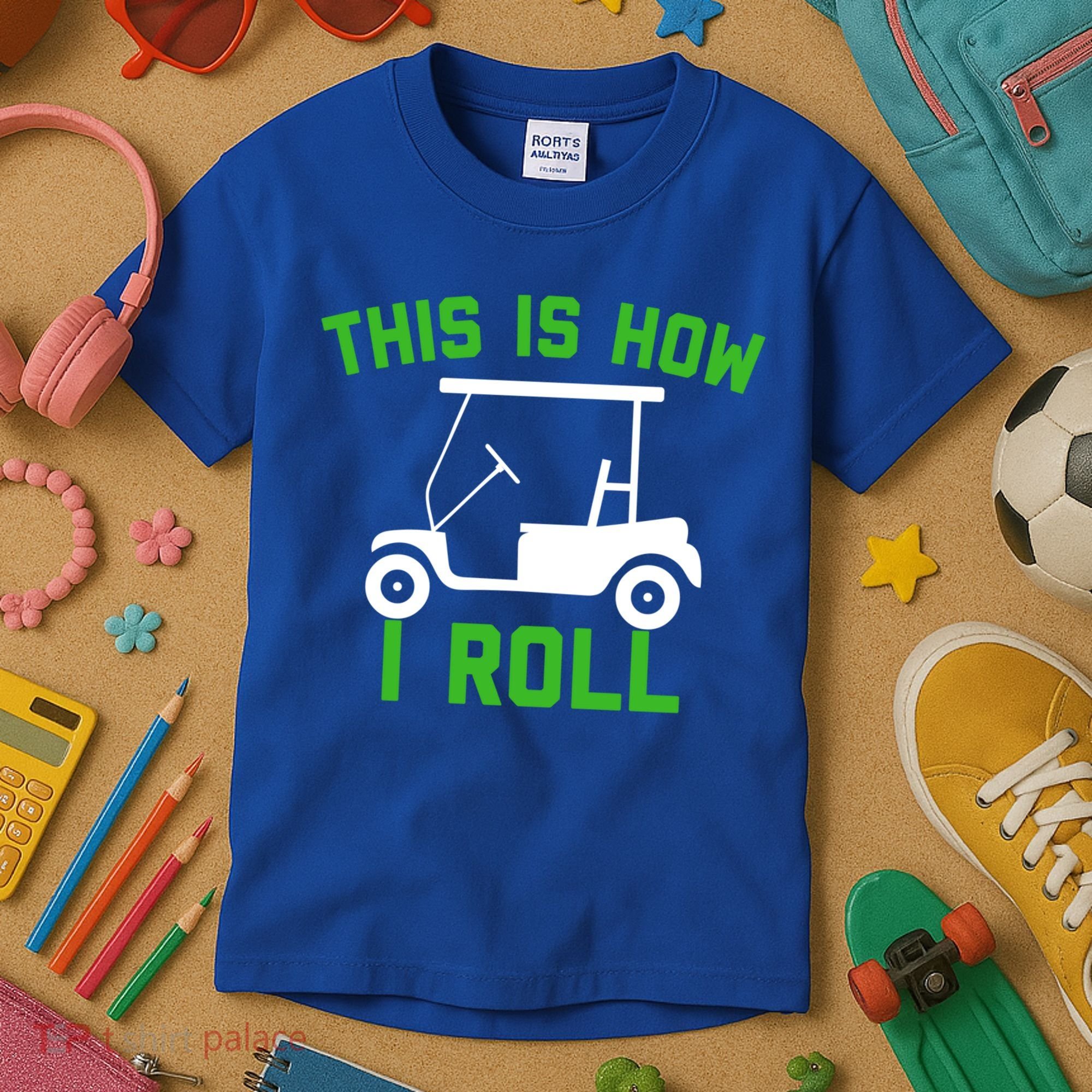 Funny Golfing Gift Golf Cart This Is How I Roll Meaningful Gift Kids T-Shirt