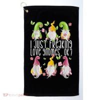Funny Garden Gnome I Just Freaking Love Gnomes Golf Towel thumb 0