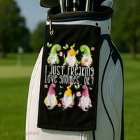 Funny Garden Gnome I Just Freaking Love Gnomes Golf Towel thumb 2