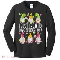 Funny Garden Gnome I Just Freaking Love Gnomes Kids Long Sleeve Shirt thumb 0
