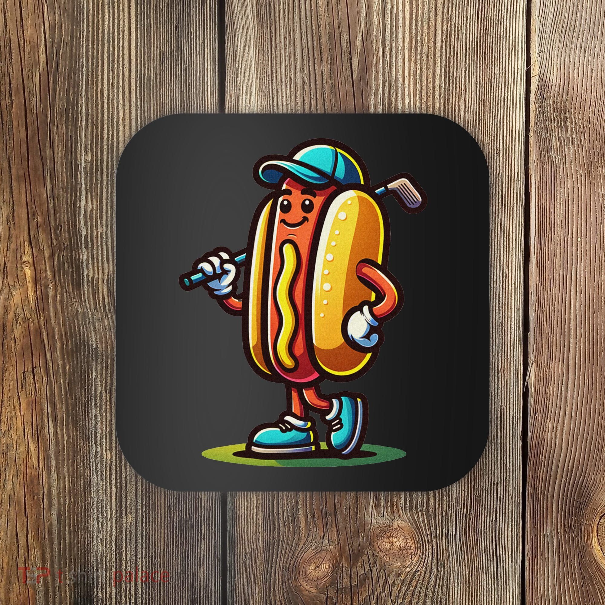 Funny Golf Hot Dog Coaster