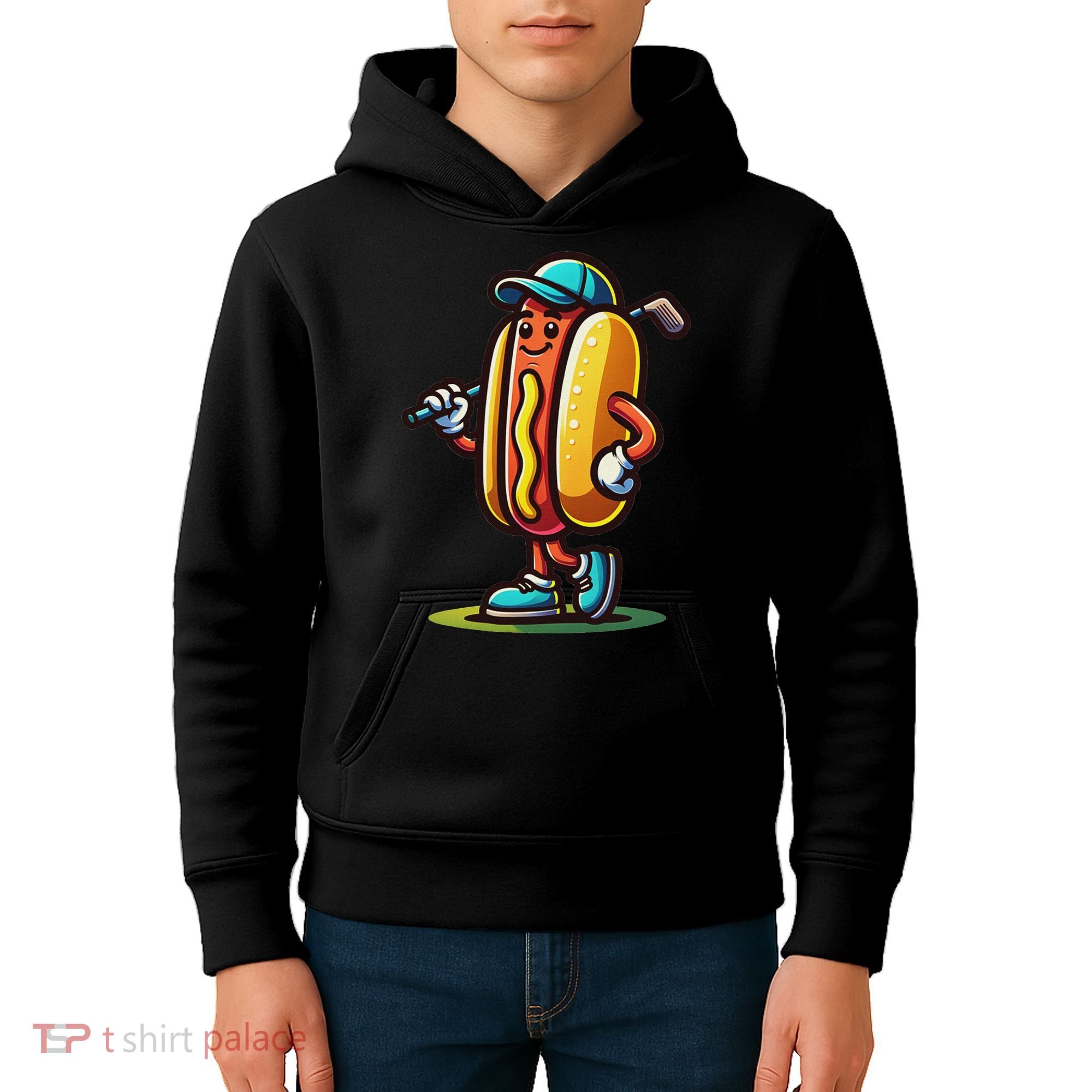 Funny Golf Hot Dog Kids Hoodie